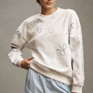 Anthropologie Weddings Pearl "I Do" Bow Crew-Neck Sweatshirt